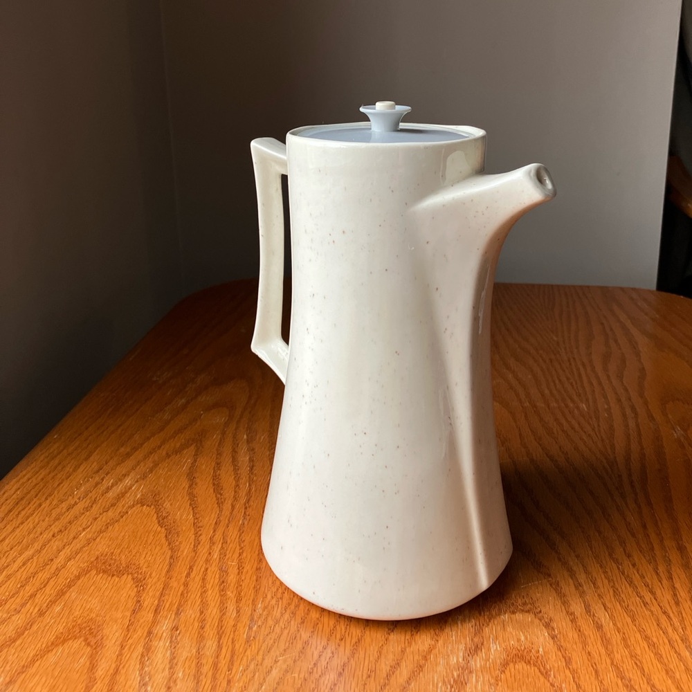 Vintage Ceramic Pitcher Mid Century Jug Art Deco Speckled Cream